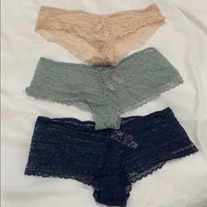 NWT Lot of 3 Victoria’s Secret lace shorty cheeky